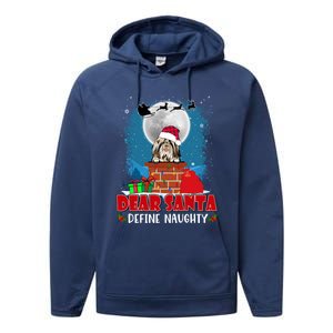 Dear Santa Define Naughty Shih Tzu Dog Funny Christmas Gift Performance Fleece Hoodie