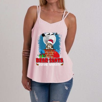 Dear Santa Define Naughty Shih Tzu Dog Funny Christmas Gift Women's Strappy Tank