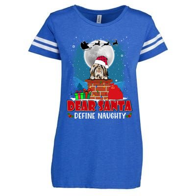 Dear Santa Define Naughty Shih Tzu Dog Funny Christmas Gift Enza Ladies Jersey Football T-Shirt