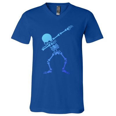 Dabbing Skeleton Dab Funny Halloween Adult Gift V-Neck T-Shirt