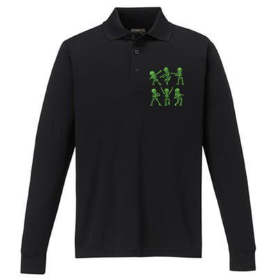 Dancing Skeletons Dance Challenge Girl Boys Kids Halloween Performance Long Sleeve Polo