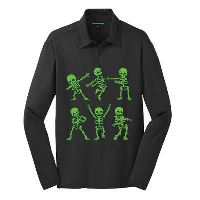 Dancing Skeletons Dance Challenge Girl Boys Kids Halloween Silk Touch Performance Long Sleeve Polo