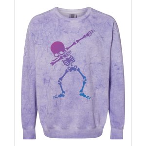 Dabbing Skeleton Dab Funny Halloween Adult Gift Colorblast Crewneck Sweatshirt