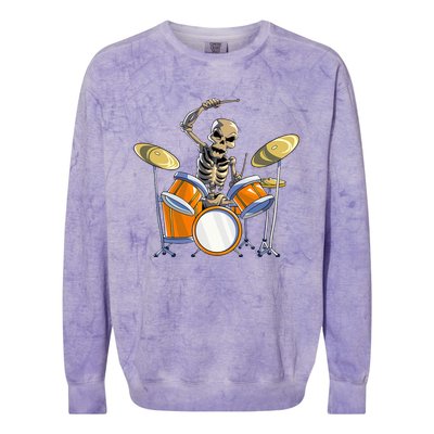 Drummer Skeleton Drum Set Drummer Halloween Colorblast Crewneck Sweatshirt