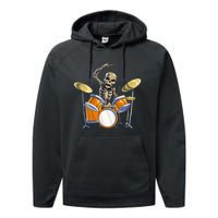 Drummer Skeleton Drum Set Drummer Halloween Performance Fleece Hoodie