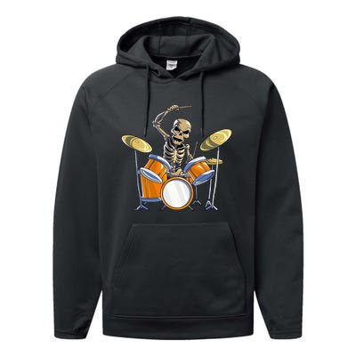 Drummer Skeleton Drum Set Drummer Halloween Performance Fleece Hoodie