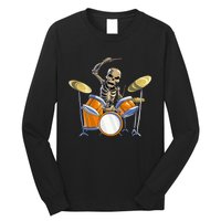 Drummer Skeleton Drum Set Drummer Halloween Long Sleeve Shirt