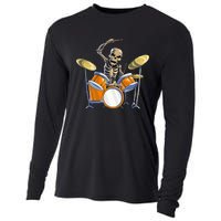 Drummer Skeleton Drum Set Drummer Halloween Cooling Performance Long Sleeve Crew