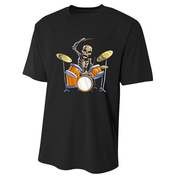 Drummer Skeleton Drum Set Drummer Halloween Performance Sprint T-Shirt