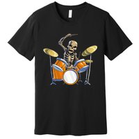 Drummer Skeleton Drum Set Drummer Halloween Premium T-Shirt