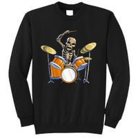 Drummer Skeleton Drum Set Drummer Halloween Tall Sweatshirt