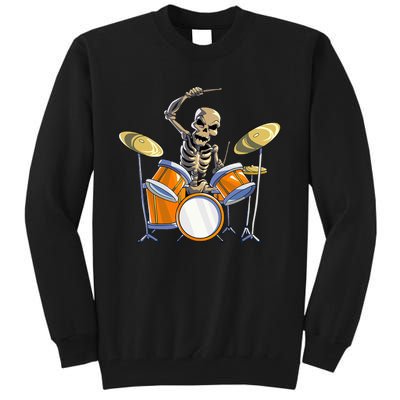 Drummer Skeleton Drum Set Drummer Halloween Tall Sweatshirt