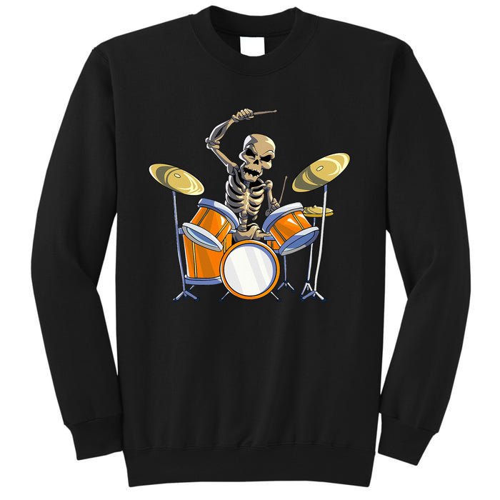 Drummer Skeleton Drum Set Drummer Halloween Tall Sweatshirt