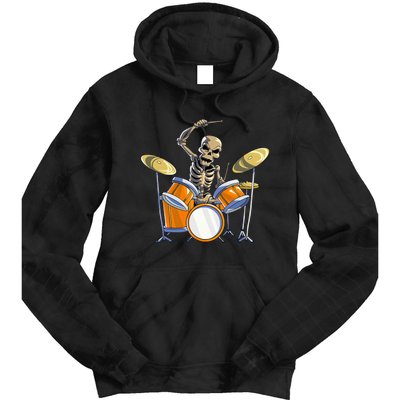 Drummer Skeleton Drum Set Drummer Halloween Tie Dye Hoodie