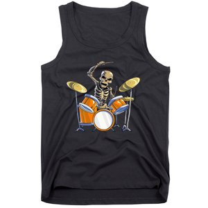 Drummer Skeleton Drum Set Drummer Halloween Tank Top