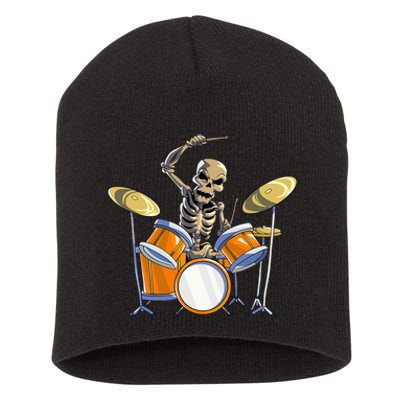 Drummer Skeleton Drum Set Drummer Halloween Short Acrylic Beanie