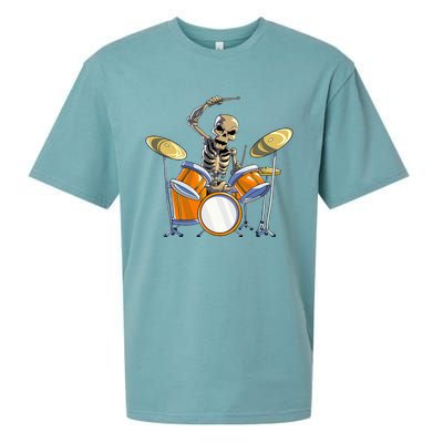 Drummer Skeleton Drum Set Drummer Halloween Sueded Cloud Jersey T-Shirt