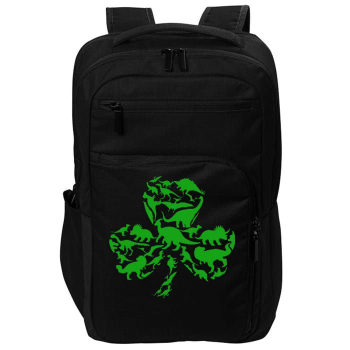 Dinosaur Shamrock Dino Clover Leaf St Patricks Day Impact Tech Backpack