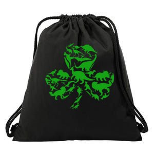 Dinosaur Shamrock Dino Clover Leaf St Patricks Day Drawstring Bag