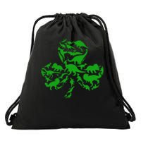 Dinosaur Shamrock Dino Clover Leaf St Patricks Day Drawstring Bag