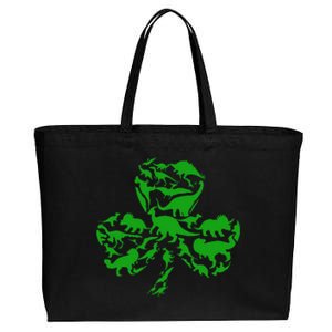 Dinosaur Shamrock Dino Clover Leaf St Patricks Day Cotton Canvas Jumbo Tote