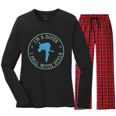 Diver Springboard Diving Platform Diving Aquatic Women's Long Sleeve Flannel Pajama Set 