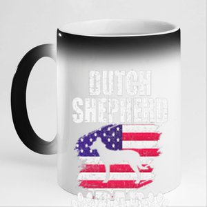 Dutch Shepherd Dad Dog Lover American Us Flag 11oz Black Color Changing Mug