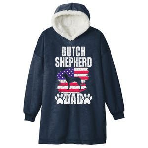 Dutch Shepherd Dad Dog Lover American Us Flag Hooded Wearable Blanket