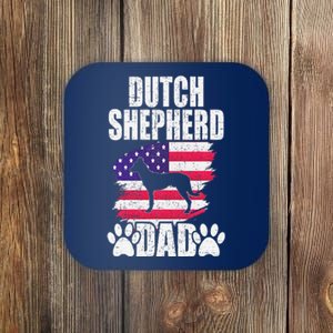 Dutch Shepherd Dad Dog Lover American Us Flag Coaster