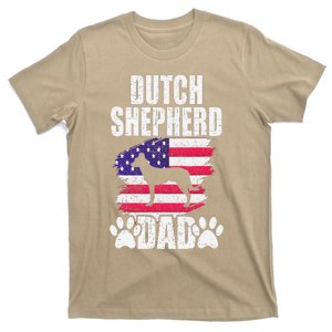 Dutch Shepherd Dad Dog Lover American Us Flag T-Shirt