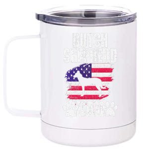 Dutch Shepherd Dad Dog Lover American Us Flag 12 oz Stainless Steel Tumbler Cup