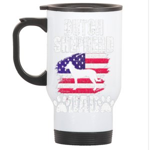 Dutch Shepherd Dad Dog Lover American Us Flag Stainless Steel Travel Mug