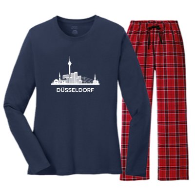 DüSseldorf Skyline Women's Long Sleeve Flannel Pajama Set 