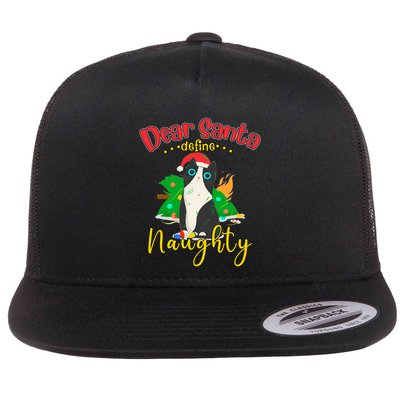 Dear Santa Define Naughty Funny Christmas Cat Funny Gift Flatbill Hat