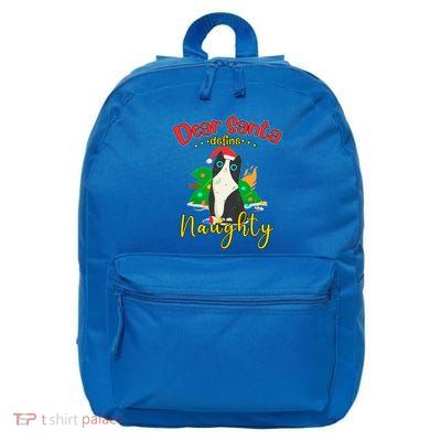 Dear Santa Define Naughty Funny Christmas Cat Funny Gift 16 in Basic Backpack