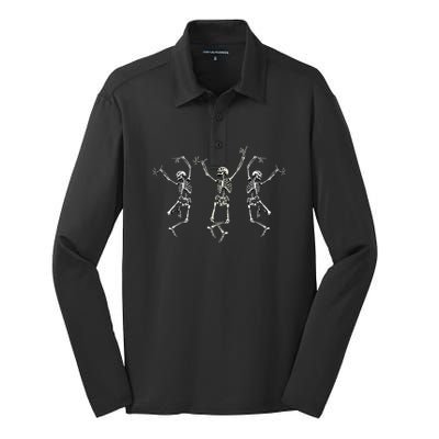 Dancing Skeletons Silk Touch Performance Long Sleeve Polo