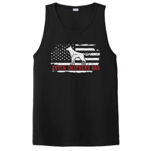 Dutch Shepherd Dad Distressed American Flag Patriotic Dog PosiCharge Competitor Tank