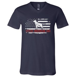 Dutch Shepherd Dad Distressed American Flag Patriotic Dog V-Neck T-Shirt