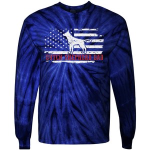 Dutch Shepherd Dad Distressed American Flag Patriotic Dog Tie-Dye Long Sleeve Shirt