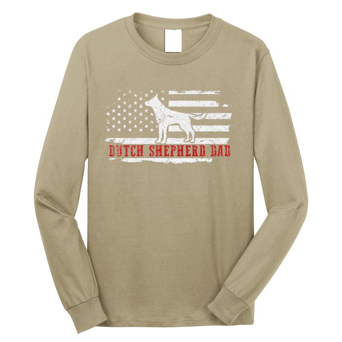 Dutch Shepherd Dad Distressed American Flag Patriotic Dog Long Sleeve Shirt