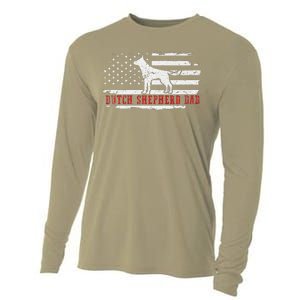 Dutch Shepherd Dad Distressed American Flag Patriotic Dog Cooling Performance Long Sleeve Crew