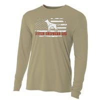 Dutch Shepherd Dad Distressed American Flag Patriotic Dog Cooling Performance Long Sleeve Crew