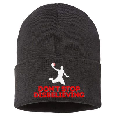 Don’T Stop Disbelieving Funny Parody Design Sustainable Knit Beanie