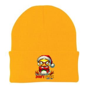 Dear Santa Dont Duck With Me Funny Sarcastic Grumpy Duck Christmas Knit Cap Winter Beanie