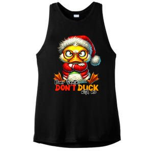 Dear Santa Dont Duck With Me Funny Sarcastic Grumpy Duck Christmas Ladies PosiCharge Tri-Blend Wicking Tank