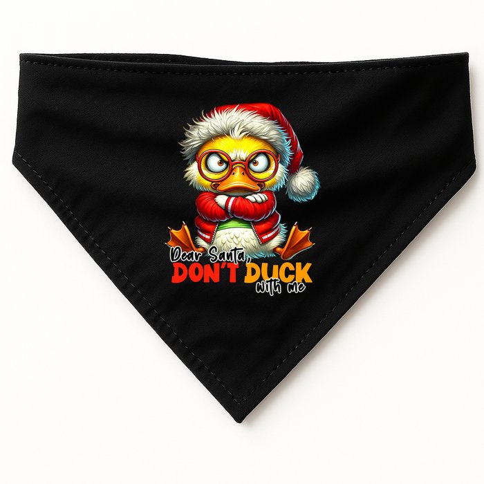 Dear Santa Dont Duck With Me Funny Sarcastic Grumpy Duck Christmas USA-Made Doggie Bandana