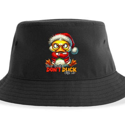 Dear Santa Dont Duck With Me Funny Sarcastic Grumpy Duck Christmas Sustainable Bucket Hat