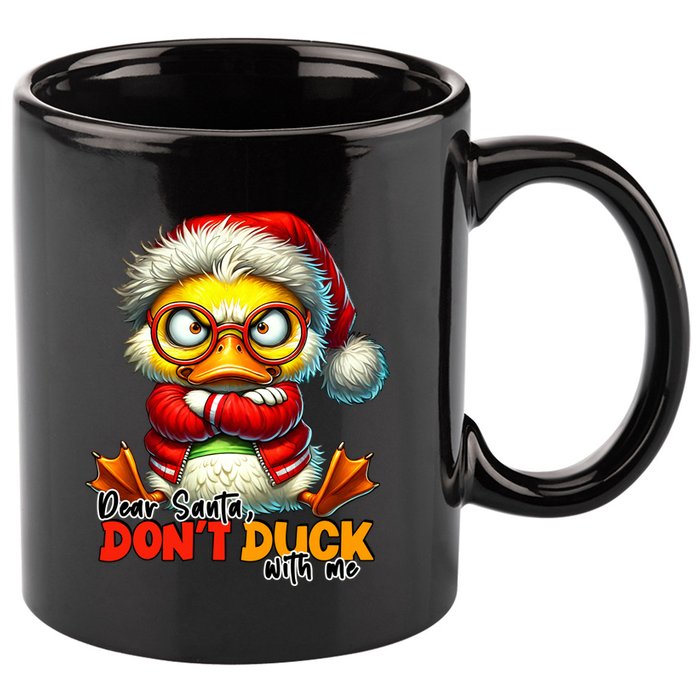 Dear Santa Dont Duck With Me Funny Sarcastic Grumpy Duck Christmas 11oz C Handle Ceramic Mug