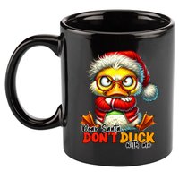 Dear Santa Dont Duck With Me Funny Sarcastic Grumpy Duck Christmas 11oz C Handle Ceramic Mug