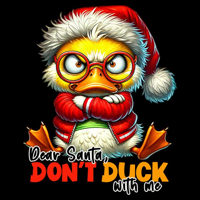 Dear Santa Dont Duck With Me Funny Sarcastic Grumpy Duck Christmas Drawstring Bag